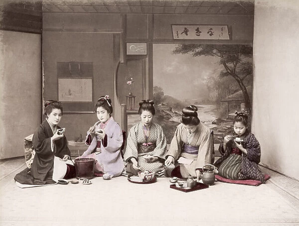Late 19th century - young Japanese women eating