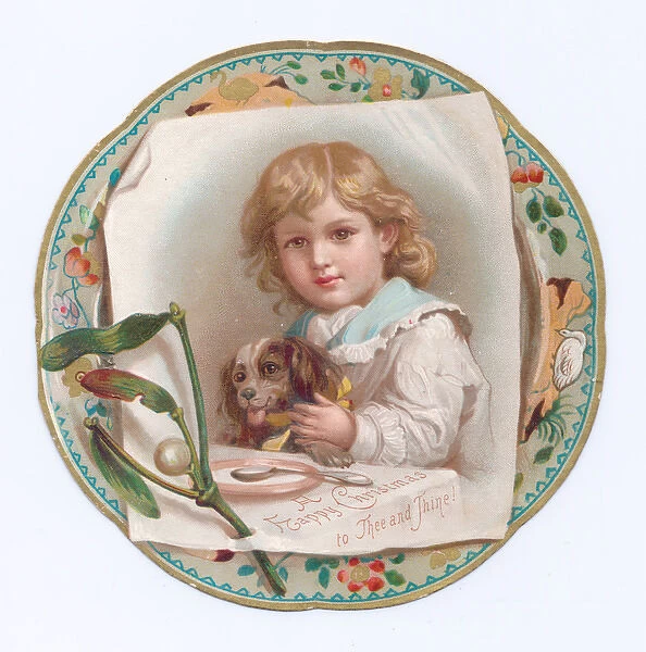 Little boy on a circular Christmas card