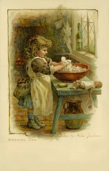 Little girl on washing day