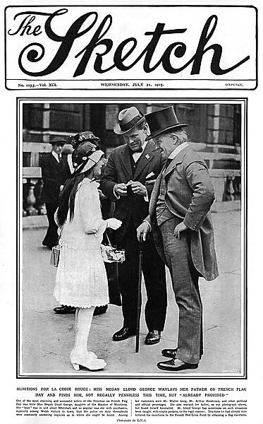 Lloyd George & daughter on French Flag Day, WW1