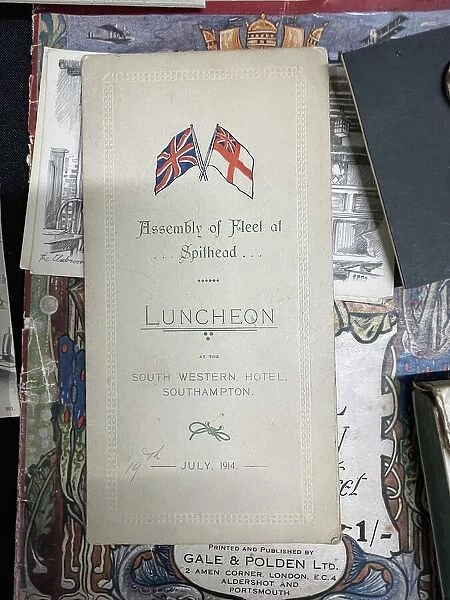 Luncheon menu, Assembly of Fleet at Spithead, Southampton