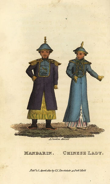 Male and female Mandarins (magistrates) in summer dress