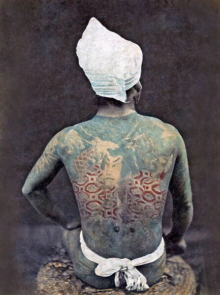 Man with tattooed back, Japan, circa 1880s