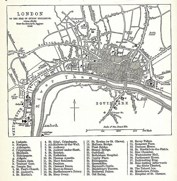 Map of London in the time of Queen Elizabeth I