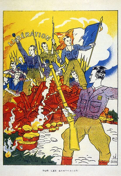The Maquis (French Resistance) share in the liberation of France. Date: 1944