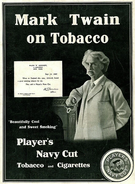 Mark Twain, celebrity endorsement advertising tobacco