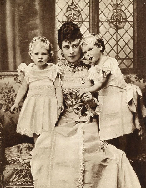 Mary, Duchess of York with her first two children