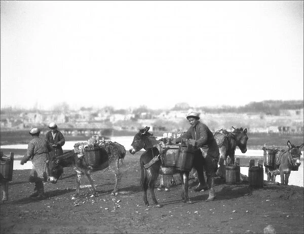 Men with donkeys in Kashgar, western China
