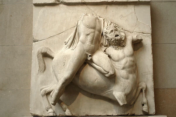 Metope. Parthenon marbles. Battle between the Centaurs and A