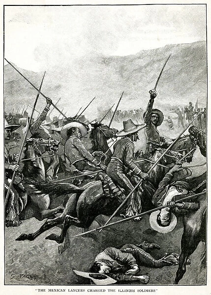 The Mexican Lancers charge the Illinois Soldiers 1847