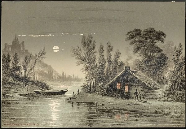 Moonlit Hut & River