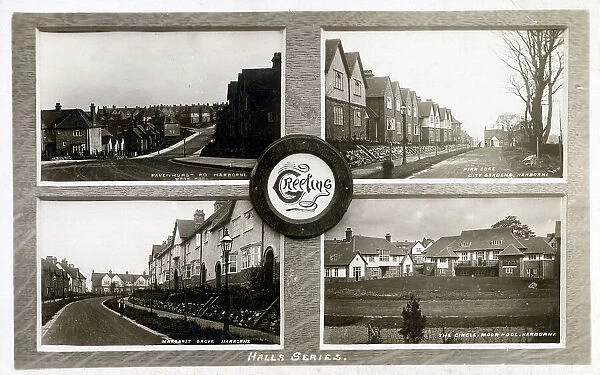 Multi-view postcard of Harborne Moorpool Estate