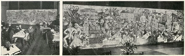 Mural decorations in the Stockwell British Restaurant during the Second World War
