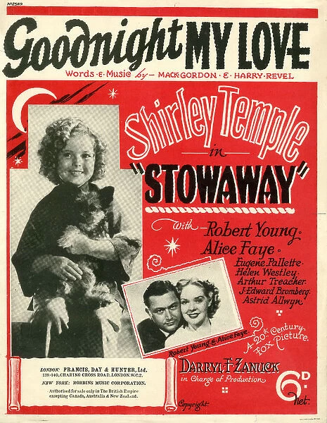 Music cover, Goodnight My Love, Shirley Temple