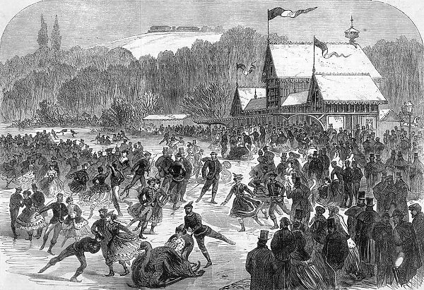 Napoleon III skating on a pond in winter 1867