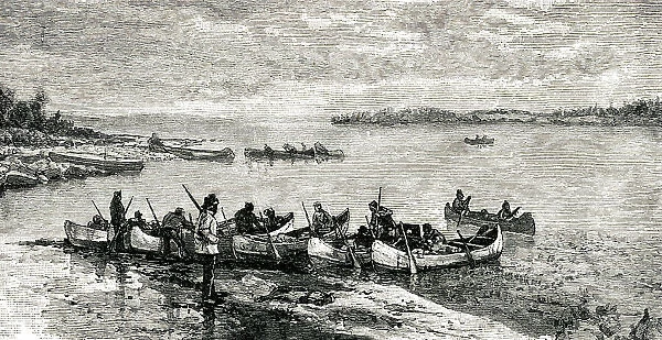 Native American canoe brigade