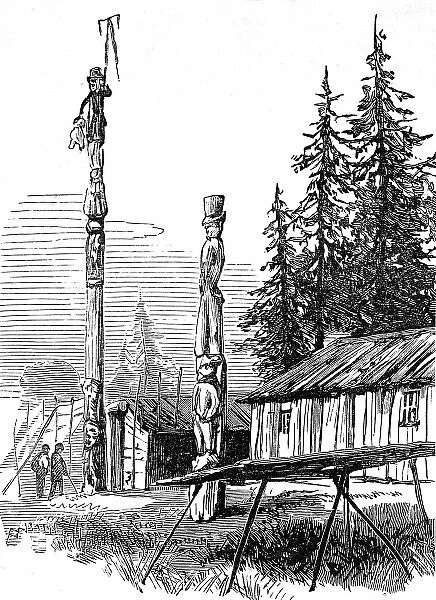Native American Indian Totem Poles, British Columbia, 1882