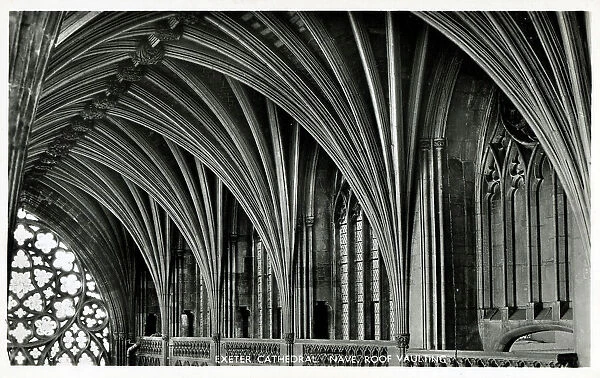 Nave roof vaulting at Exeter Cathedral, Devon