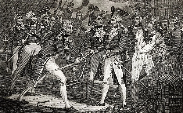 Nelson receiving the swords of the vanquished Spaniards