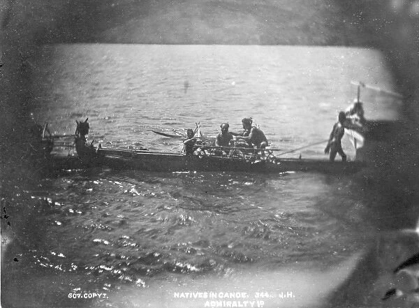 New Guinea natives in canoe, Humboldt Bay, Admiralty Islands