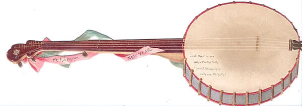 New Year card in the shape of a banjo