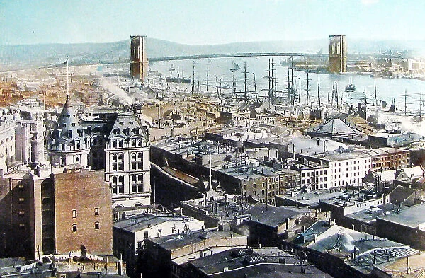 New York panorama hand coloured photo probably pre-1900