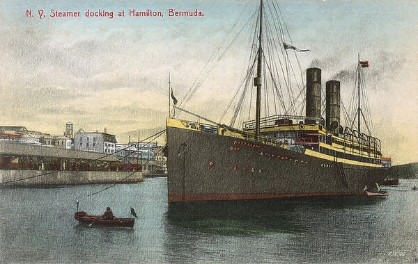 A New York Steamer docking at Hamilton, Bermuda