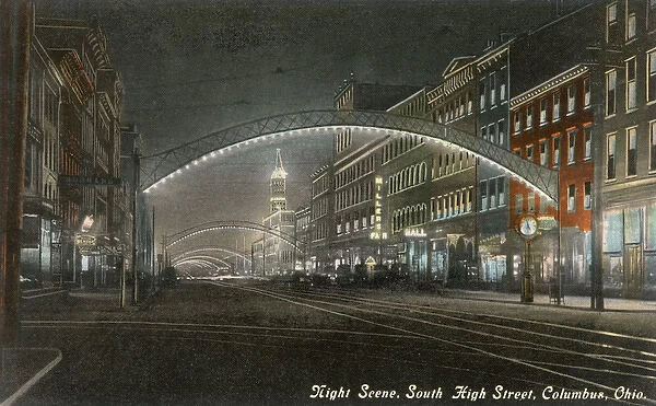 Night scene, South High Street, Columbus, Ohio, USA
