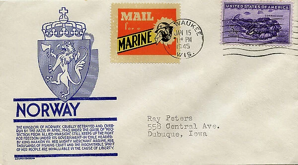 Norway Fight for Freedom, WW2 Mail for a Marine