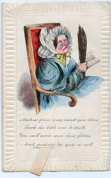 Old maid on a comic greetings card