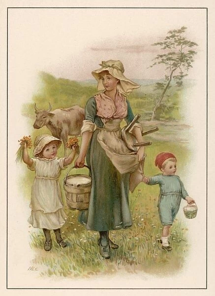 Old-Time Milking-Maid