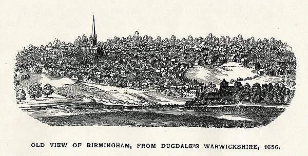 Old View of Birmingham from Dugdales Warwickshire