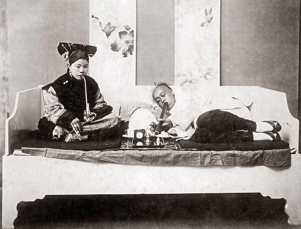 Opuim smokers, China, circa 1880s. Date: circa 1880s