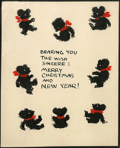 Original Artwork - Christmas greetings from eight teddies