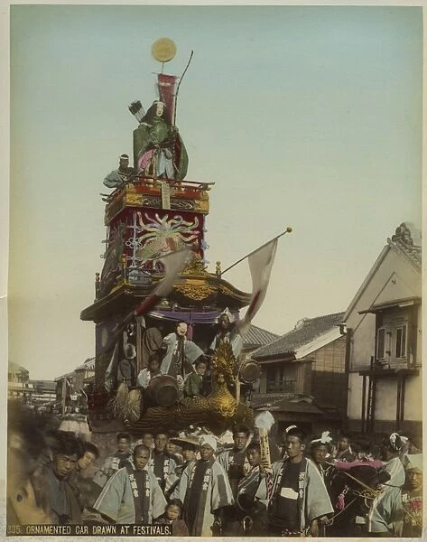 Ornamental float drawn at festivals