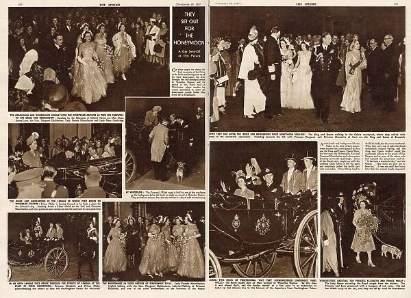 Page from The Sphere showing the newly married Princess Elizabeth