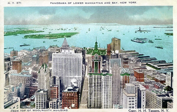 Panoramic View of Lower Manhattan and Bay, New York City