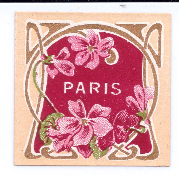 Perfume label in art nouveau style, Paris