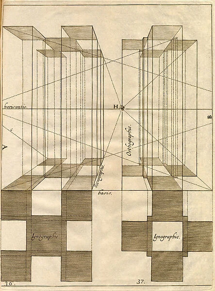 Perspective drawing of checker pattern tile Date: 1751
