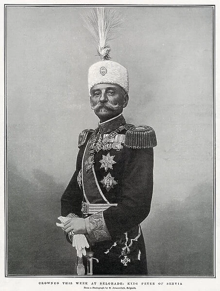Peter I of Serbia (1844 - 1921), last king of Serbia, reigning from 15 June 1903 to 1 December 1918. Date: 1904