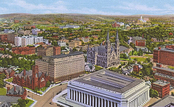 Pittsburgh, Pennsylvania, USA - Birds Eye view looking east