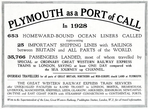 Plymouth as a Port of Call in 1928