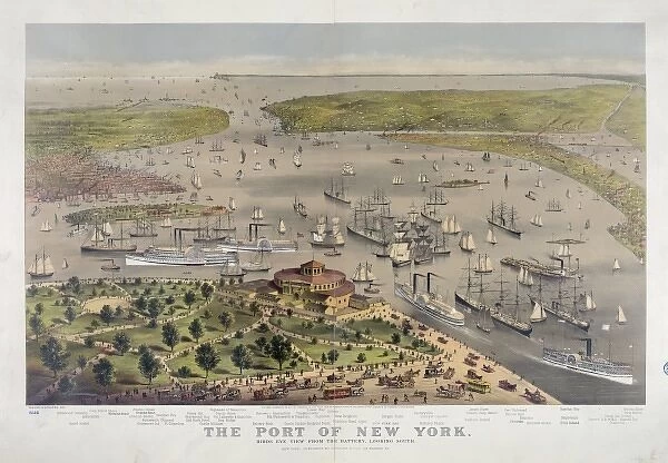 Port of New York: birds eye view from the battery looking So