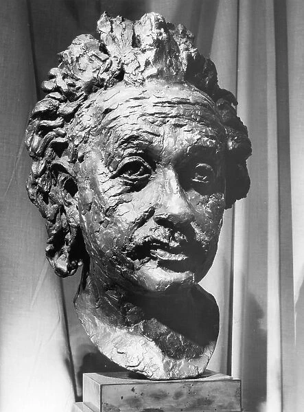 Portrait bust of Albert Einstein, theoretical physicist