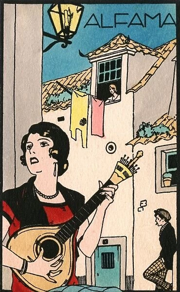 Portugal - Girl Singer from Alfama, Lisbon playing a Guitar