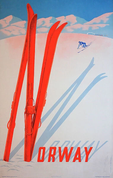 Poster advertising skiing in Norway. Date: 1957