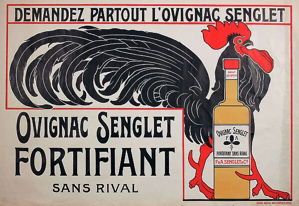 Poster, Ovignac Senglet Fortifiant, cognac drink with eggs, without rival. Date: circa 1920s