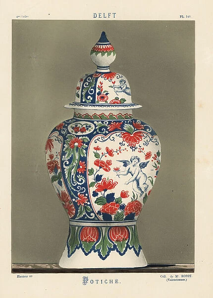 Potiche or vase from Delft, Netherlands, 18th century