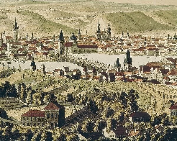 Prague in 18th c. Drawing. CZECH Rep Prague