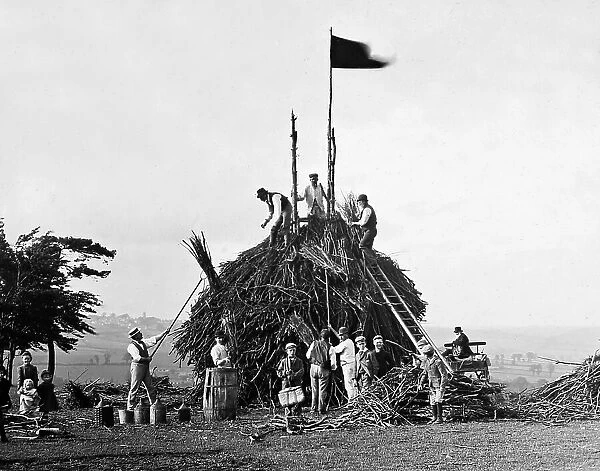Preparing a bonfire for Queen Victoria's Jubilee in 1897